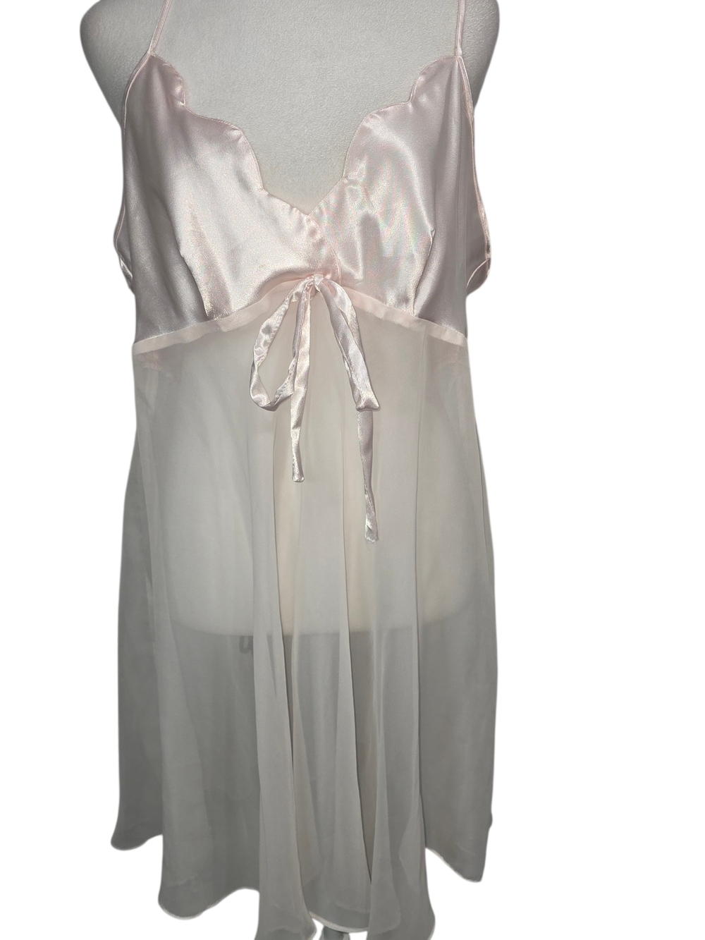 Alexandra Nicole Pink Sheer Babydoll Slip Dress L Satin Mesh Y2K